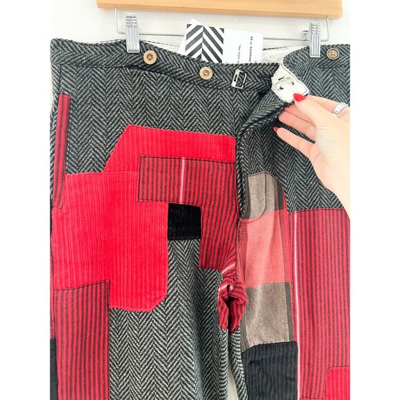 NEW Free People Sandrine Rose Reclaimed Women's Patchwork Pants 30 Red Gray - Picture 3 of 7